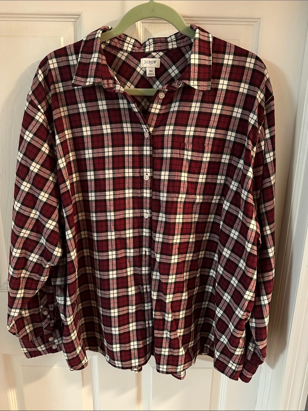 J. Crew Burgundy and Cream Plaid Button-Down Shirt